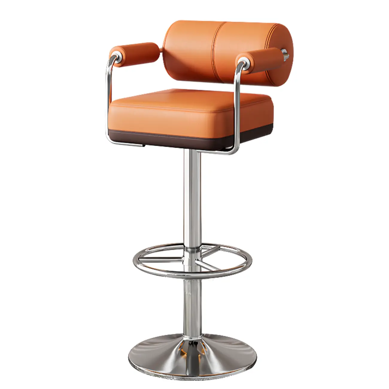 Square Adjustable Leather Gold Legs Swivel Bar Stools Image - 16 | homeyfad