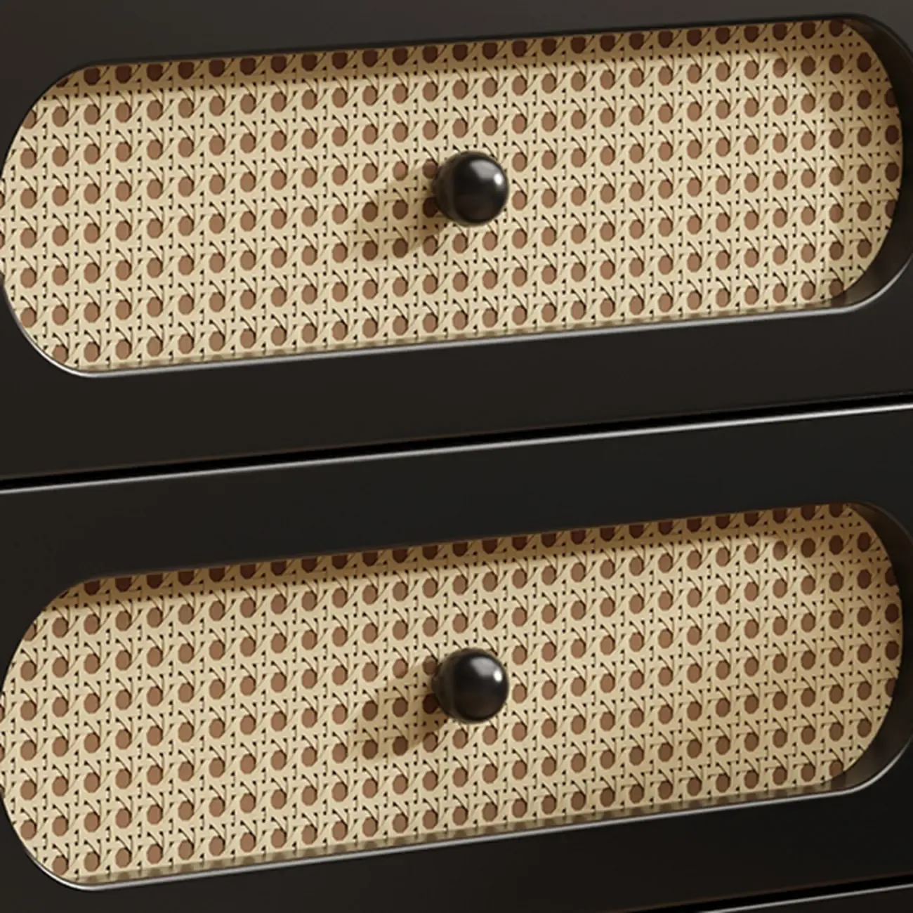 Functional White Wood Ratten 3-Drawer Narrow Nightstand Image - 6