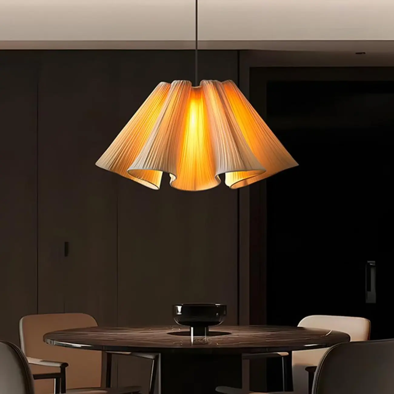1 Light Black Variable Suspension Length Symmetrical Ceiling Light Adapted for Led & Incandescent/ Fluorescent with Cloth Shade in a Modish Style Image - 1 | homeyfad