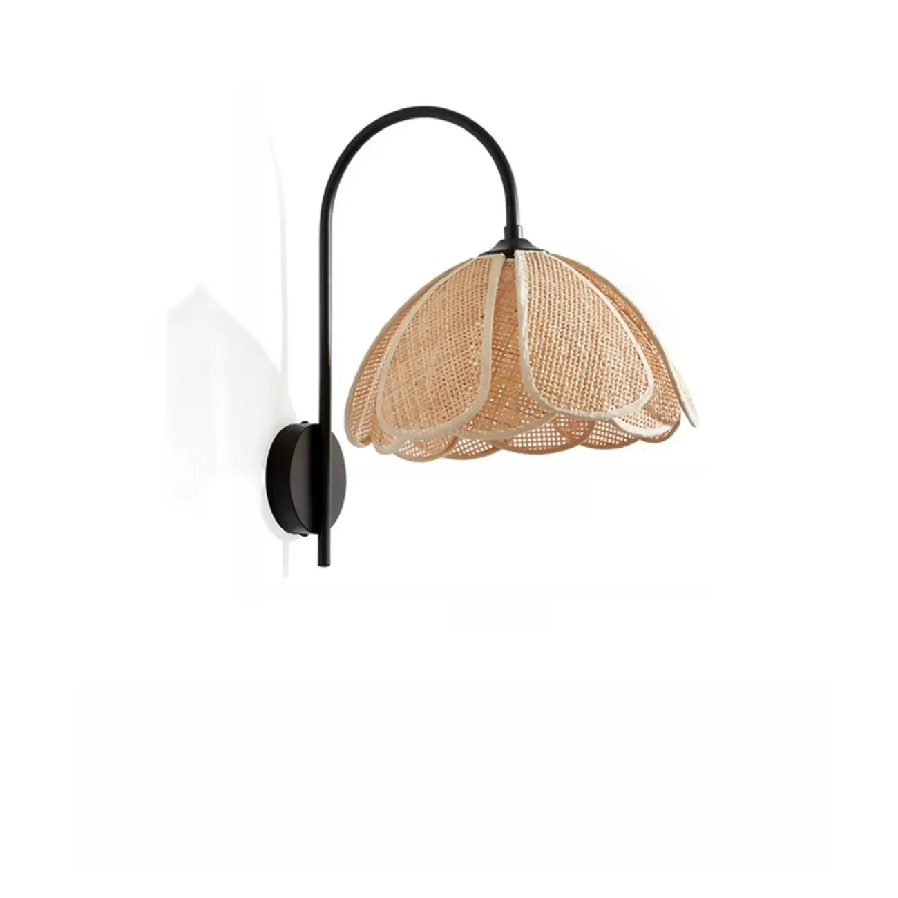 Indoor Modern Wood Rattan Gooseneck Wall Sconce Lamp  Image - 3
