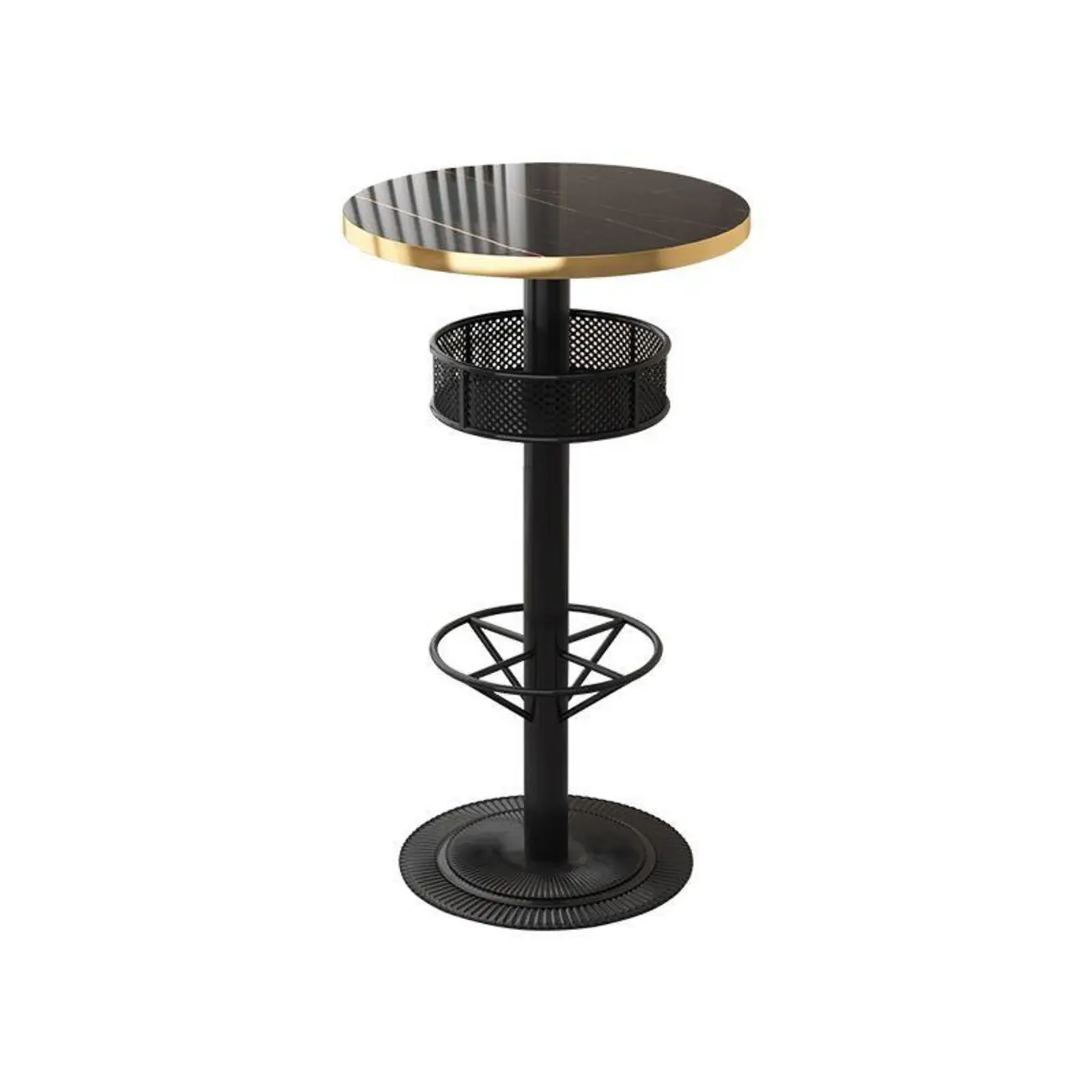 Sleek Glossy Black Wood Metal Bar Tables for Bar Image - 3 | homeyfad