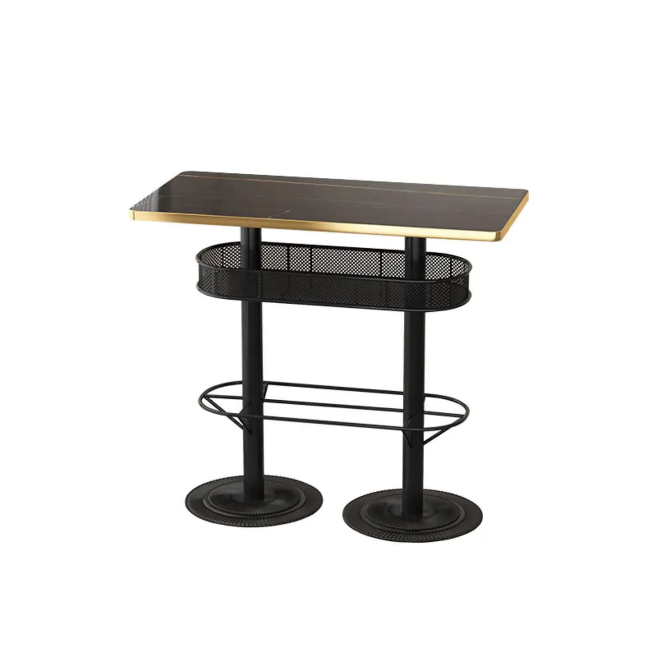 Sleek Glossy Black Wood Metal Bar Tables for Bar Image - 4