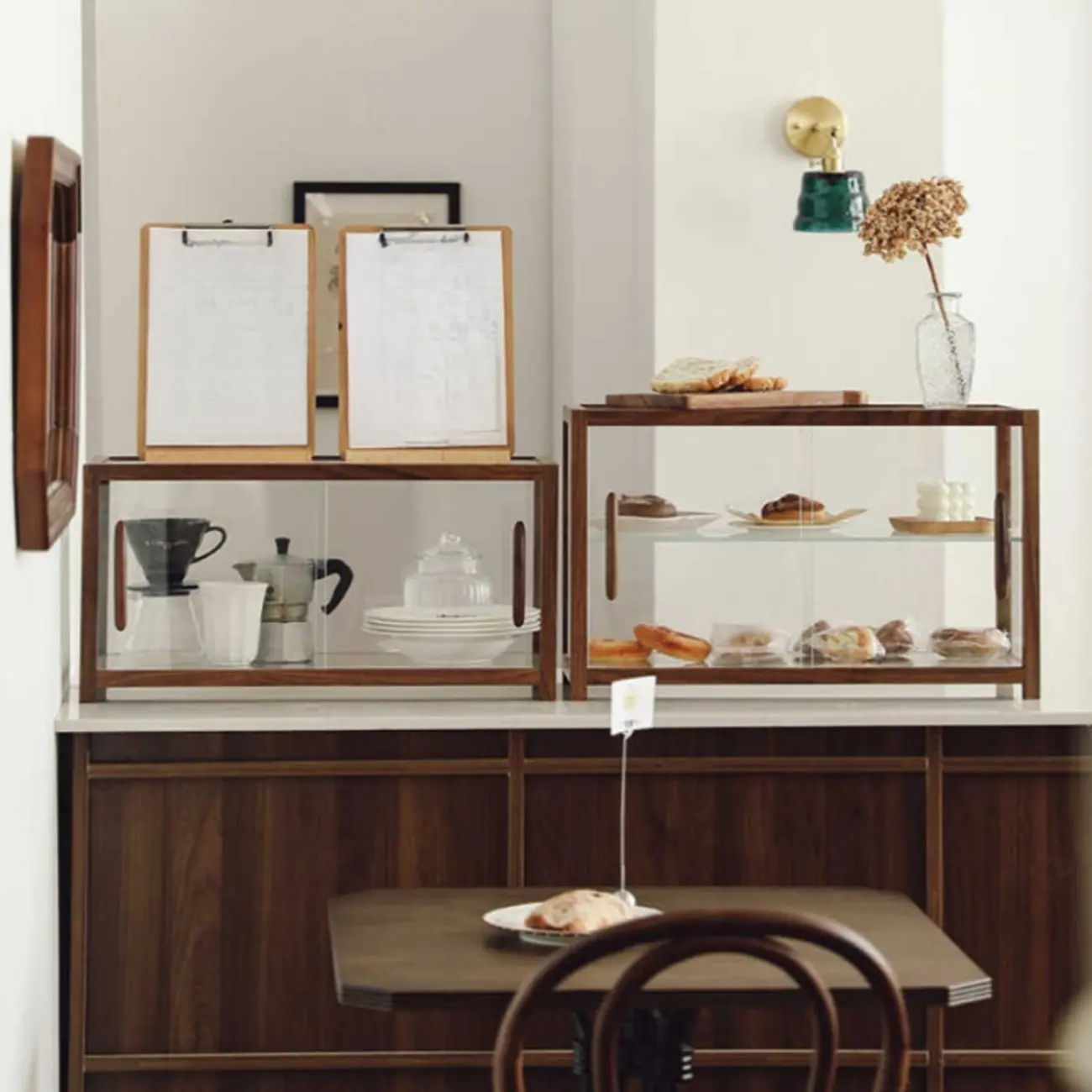 Wooden Glass Tabletop Display Cabinet for Home Decor Image - 1 | homeyfad