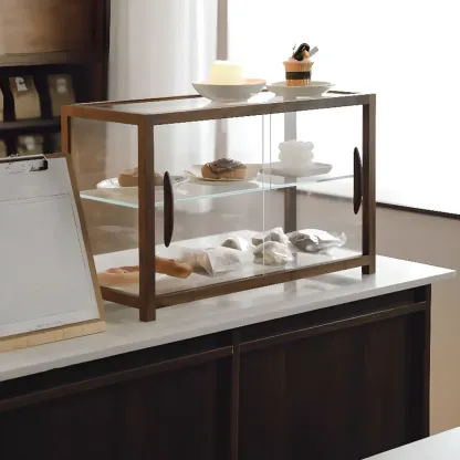 Wooden Glass Tabletop Display Cabinet for Home Decor Image - 2