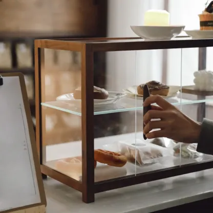 Wooden Glass Tabletop Display Cabinet for Home Decor Image - 4