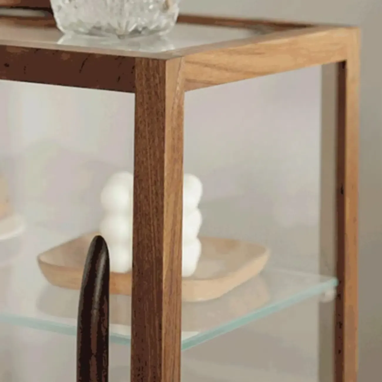 Wooden Glass Tabletop Display Cabinet for Home Decor Image - 5