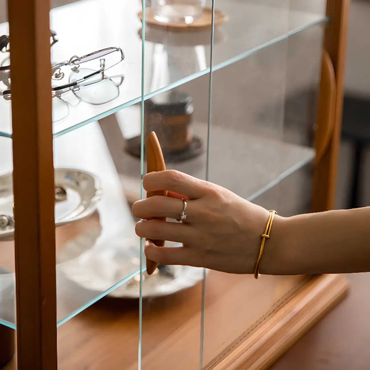 Wooden Glass Tabletop Display Cabinet for Home Decor Image - 6 | homeyfad