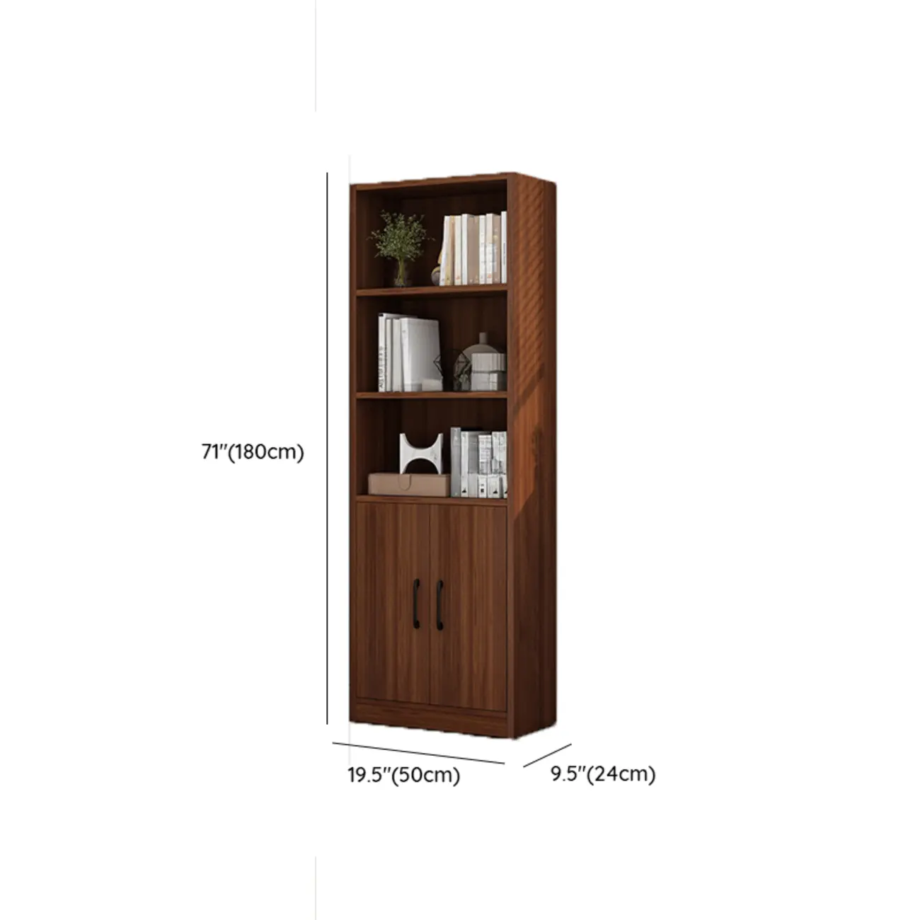 Classic Brown Wooden Vertical 3 Drawers Storage Bookcase Image - 12 | homeyfad