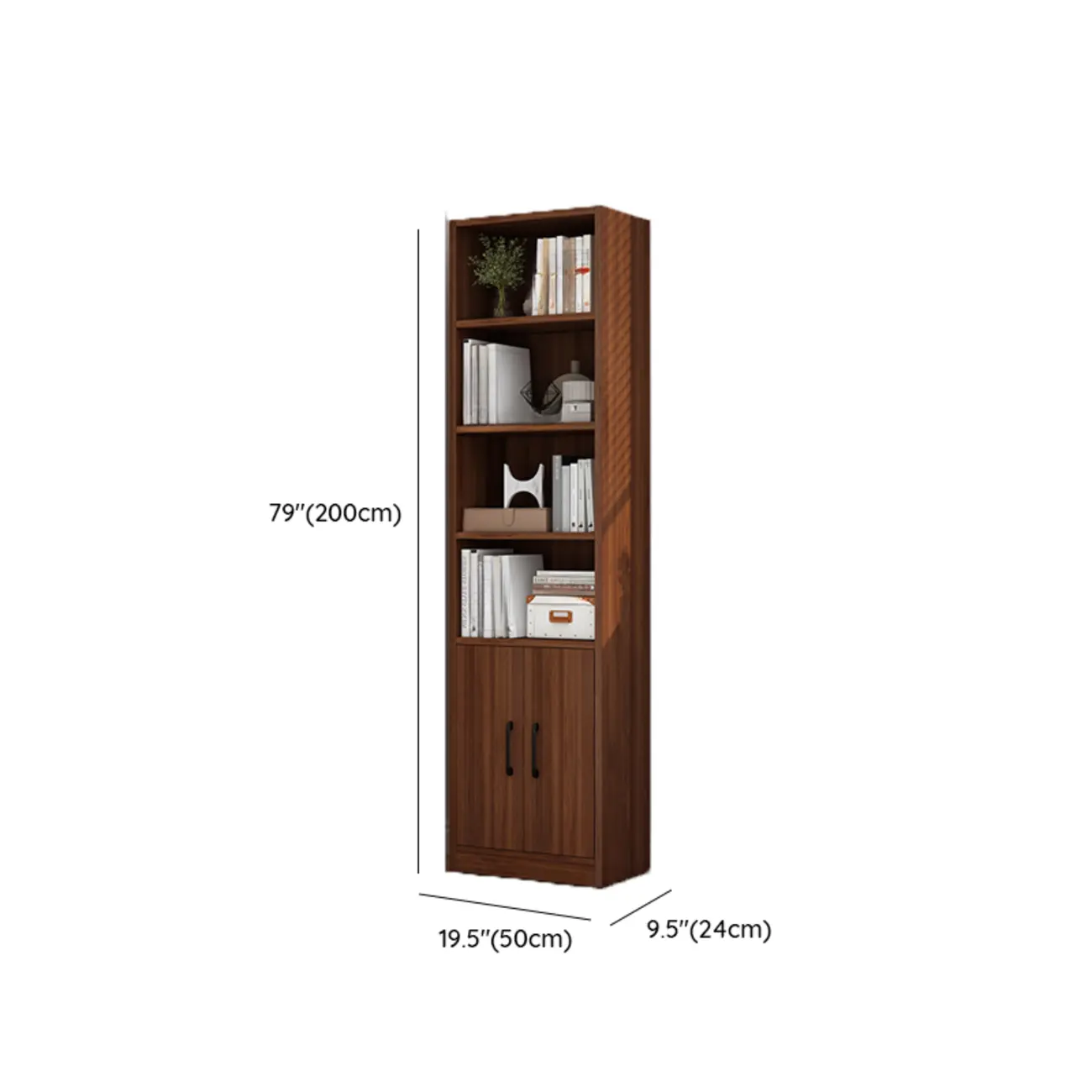 Classic Brown Wooden Vertical 3 Drawers Storage Bookcase Image - 13 | homeyfad