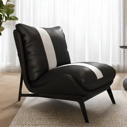 Modern Cat-Resistant Leather Striped Accent Chair  Image - 1