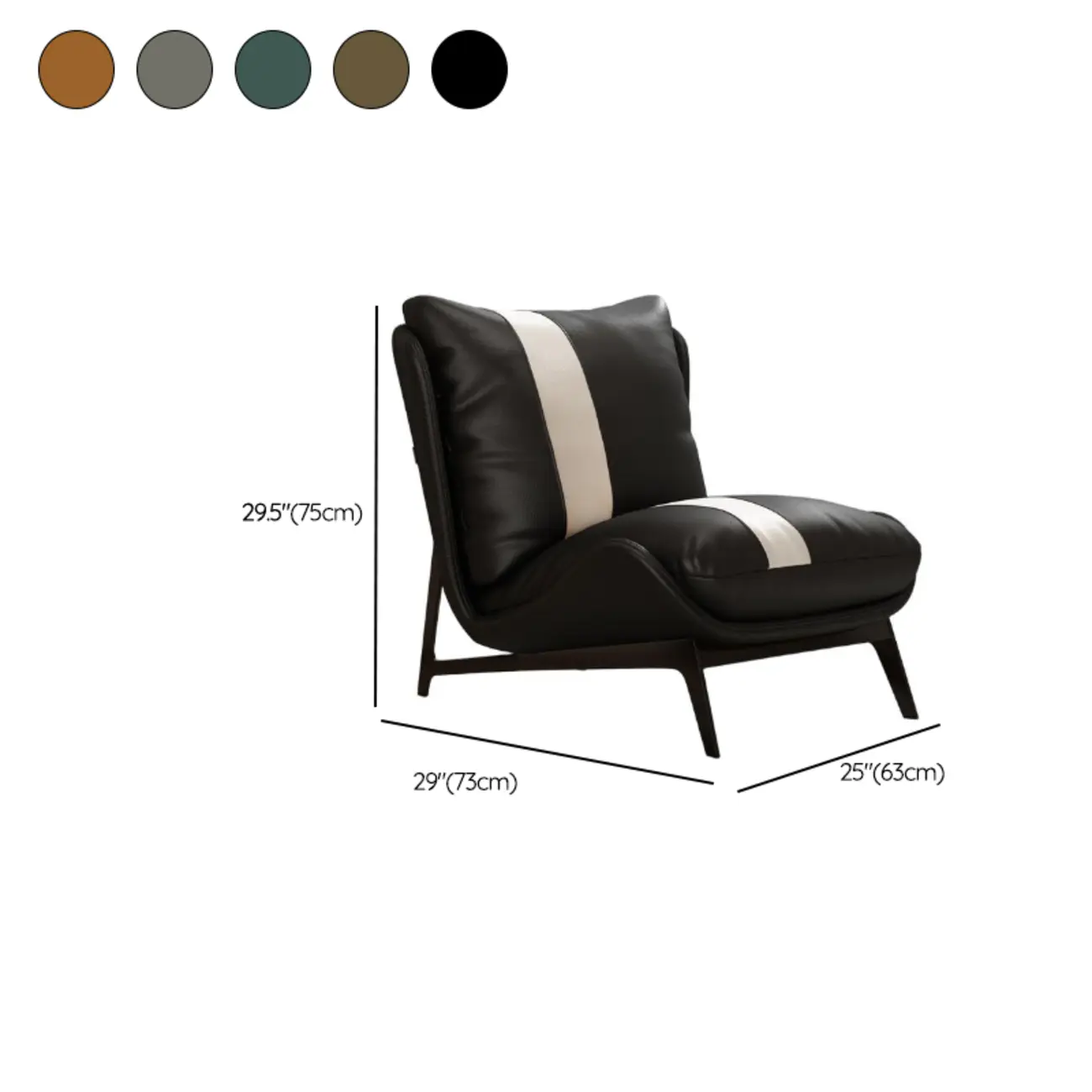 Modern Cat-Resistant Leather Striped Accent Chair  #size | homeyfad
