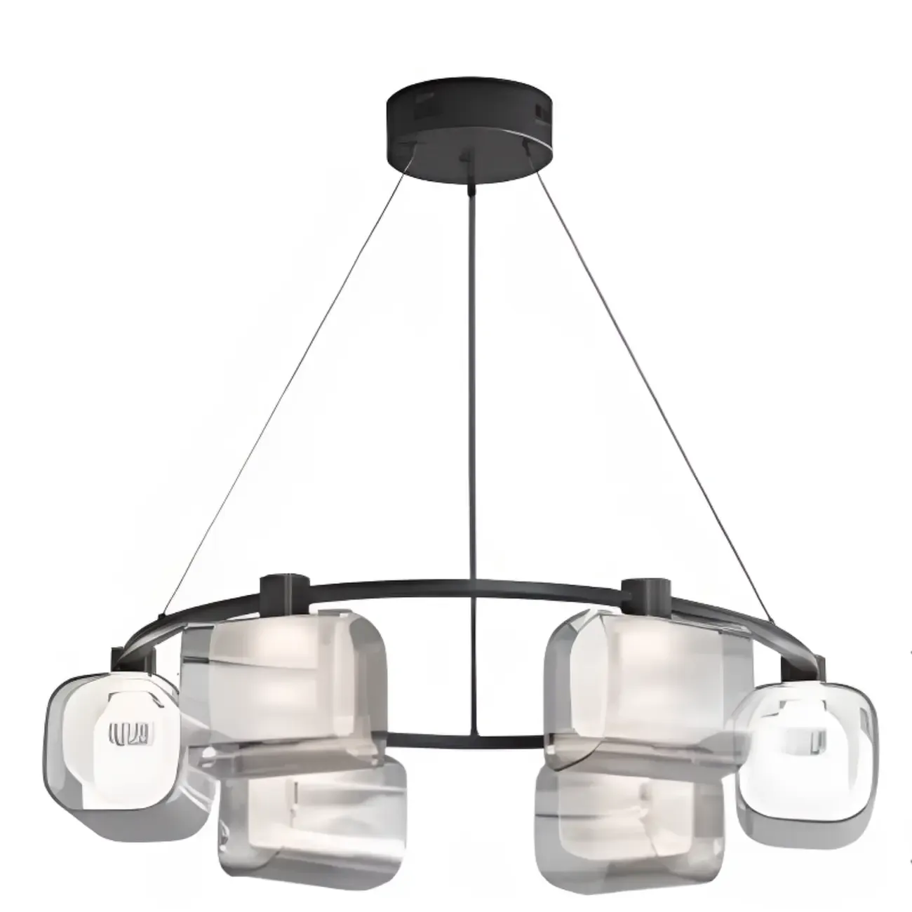 10-Light Modern White Round Downrods Crystal Chandelier Image - 3
