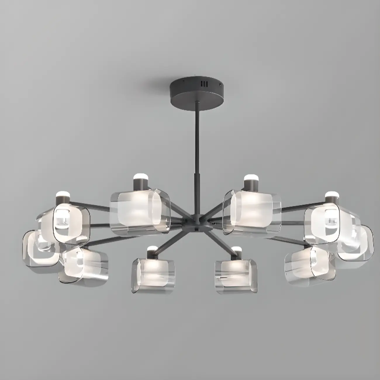 10-Light Modern White Round Downrods Crystal Chandelier Image - 5 | homeyfad