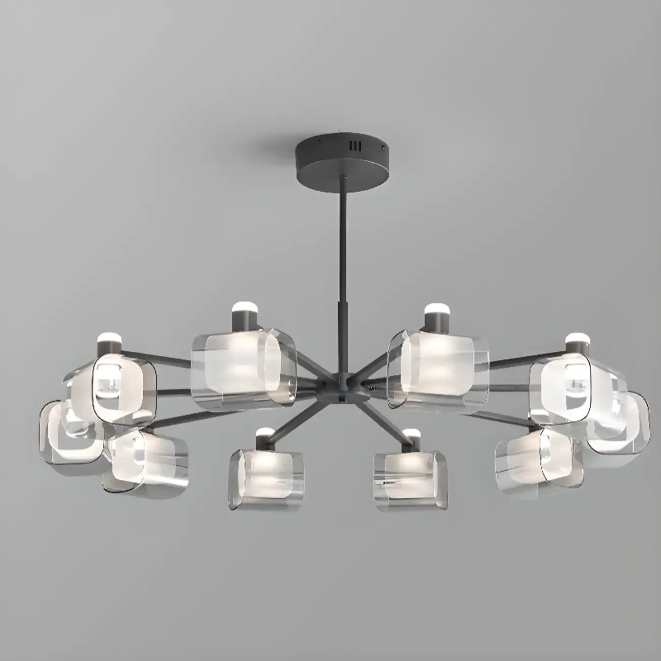 10-Light Modern White Round Downrods Crystal Chandelier Image - 5