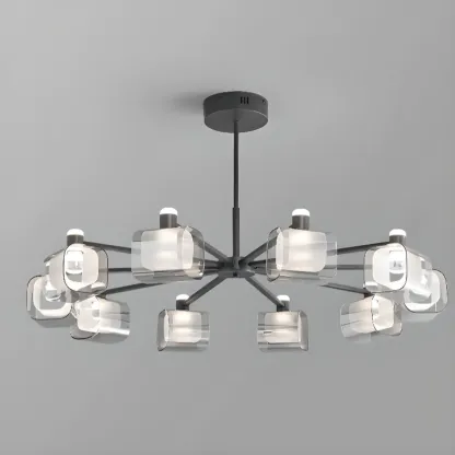 10-Light Modern White Round Downrods Crystal Chandelier Image - 5