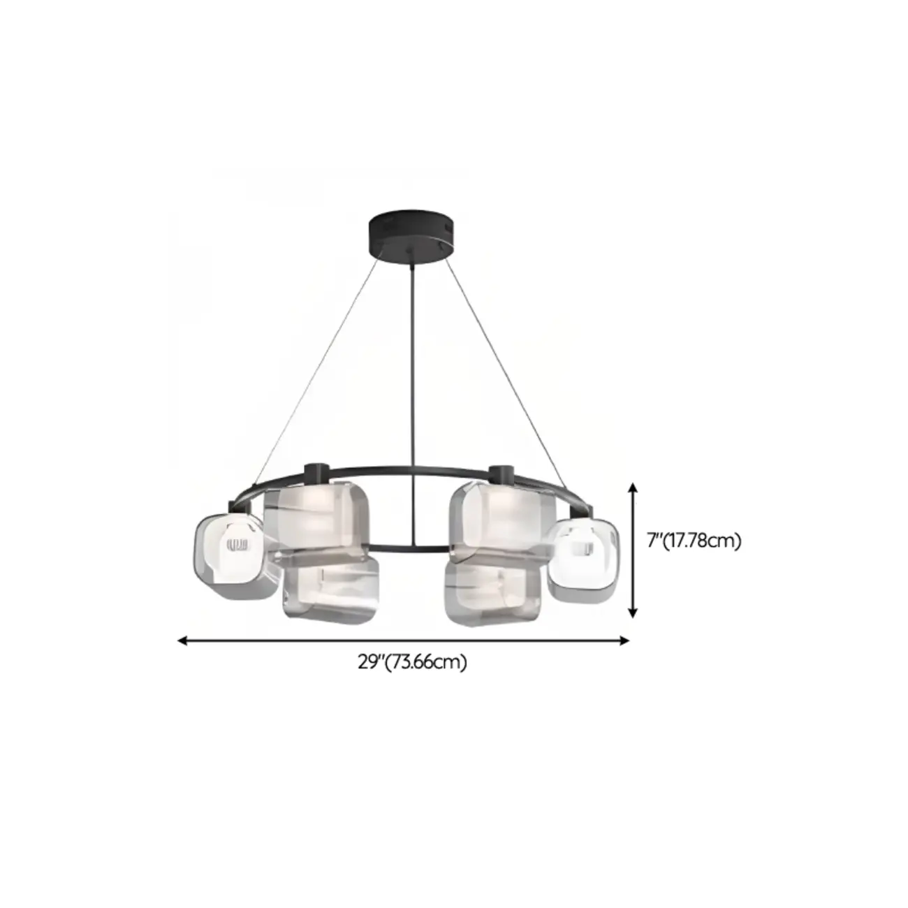 10-Light Modern White Round Downrods Crystal Chandelier #size