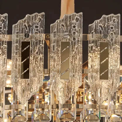 Luxurious 2 Tiers Oval Crystal Geometric Modern Chandelier Image - 5