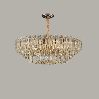 Luxurious 2 Tiers Oval Crystal Geometric Modern Chandelier Image - 7