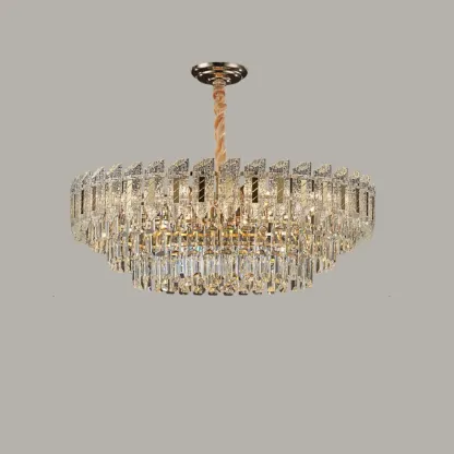 Luxurious 2 Tiers Oval Crystal Geometric Modern Chandelier Image - 9