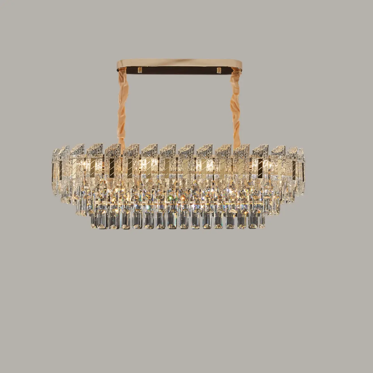 Luxurious 2 Tiers Oval Crystal Geometric Modern Chandelier Image - 11 | homeyfad