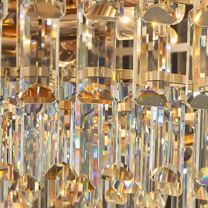 Luxurious 2 Tiers Oval Crystal Geometric Modern Chandelier Image - 12