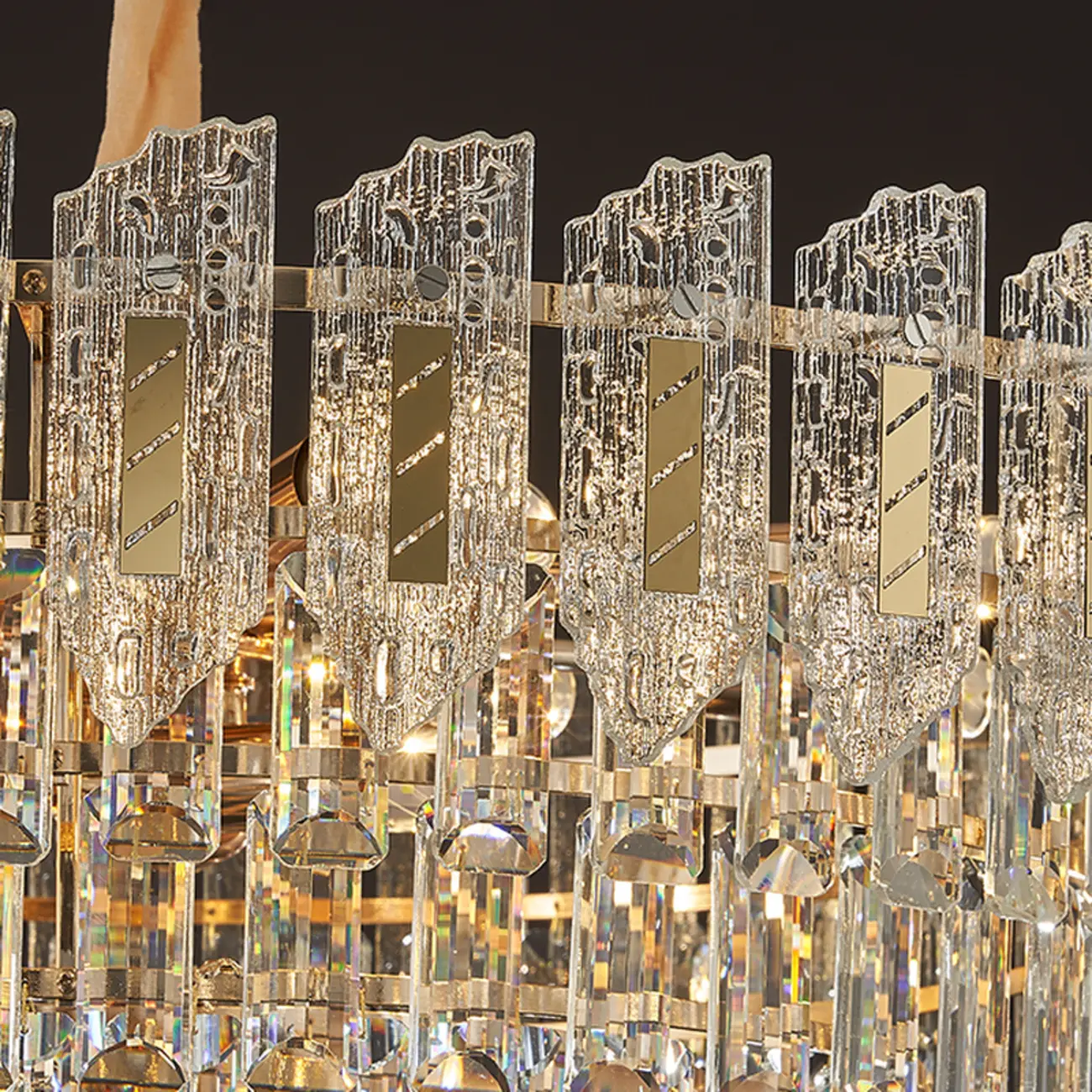 Luxurious 2 Tiers Oval Crystal Geometric Modern Chandelier Image - 14 | homeyfad