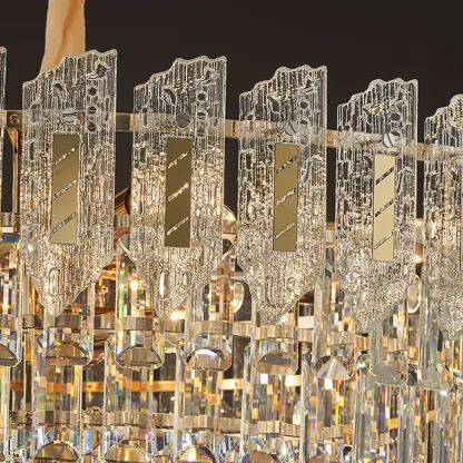 Luxurious 2 Tiers Oval Crystal Geometric Modern Chandelier Image - 14