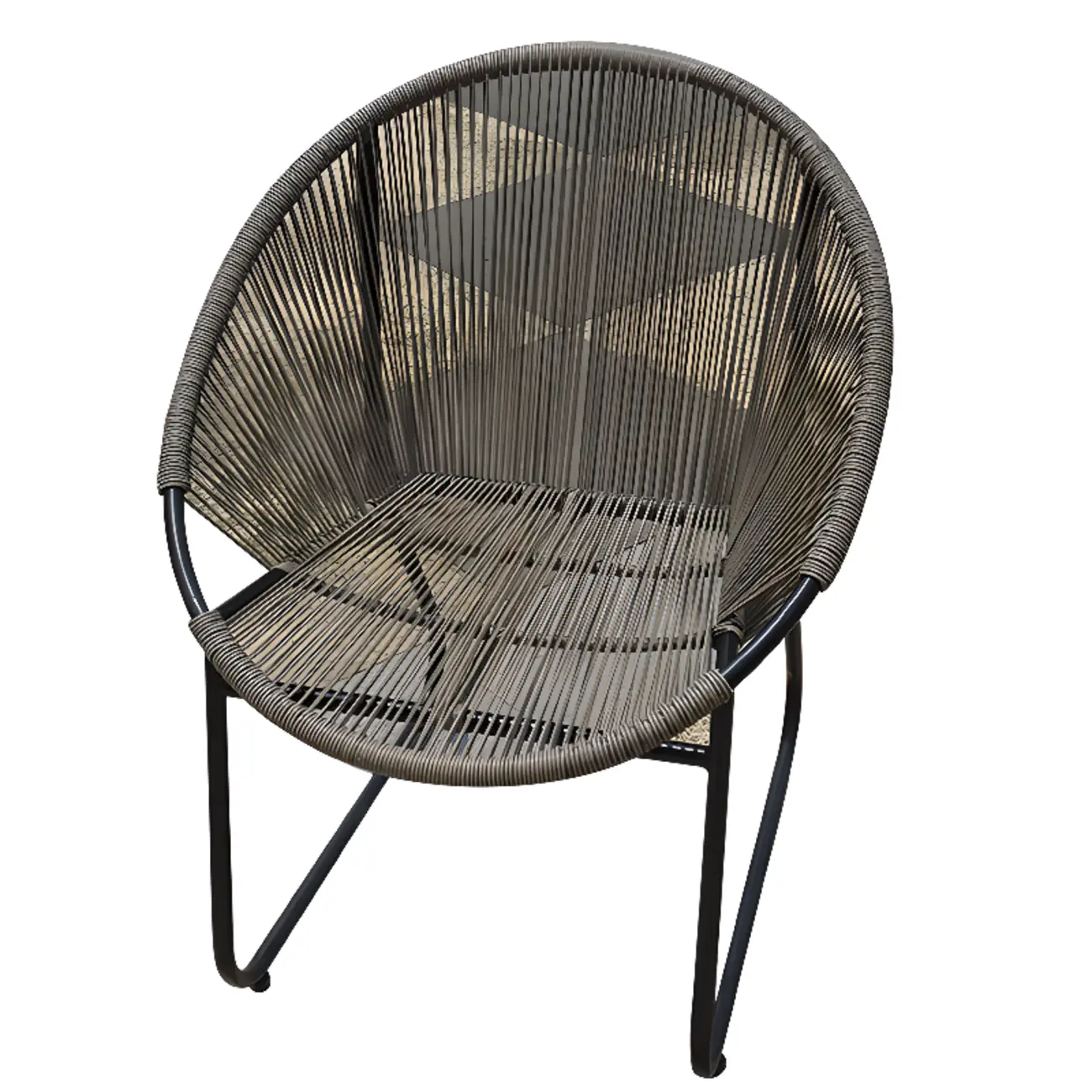 Woven Curved Black Steel Outdoor Dining Chairs Image - 2 | homeyfad