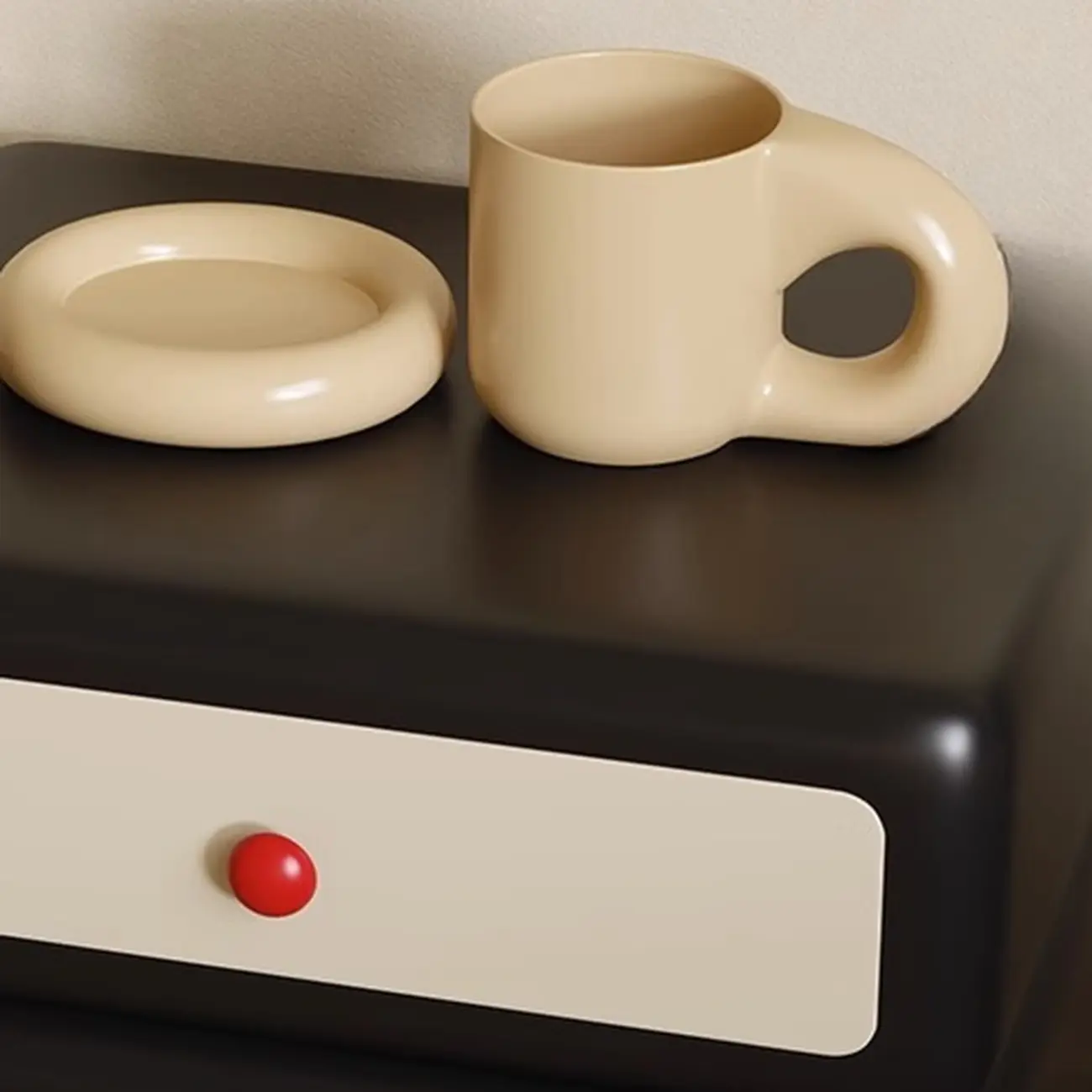 Contemporary Low Sleek Wood 2 Tiers Nightstand Image - 7 | homeyfad