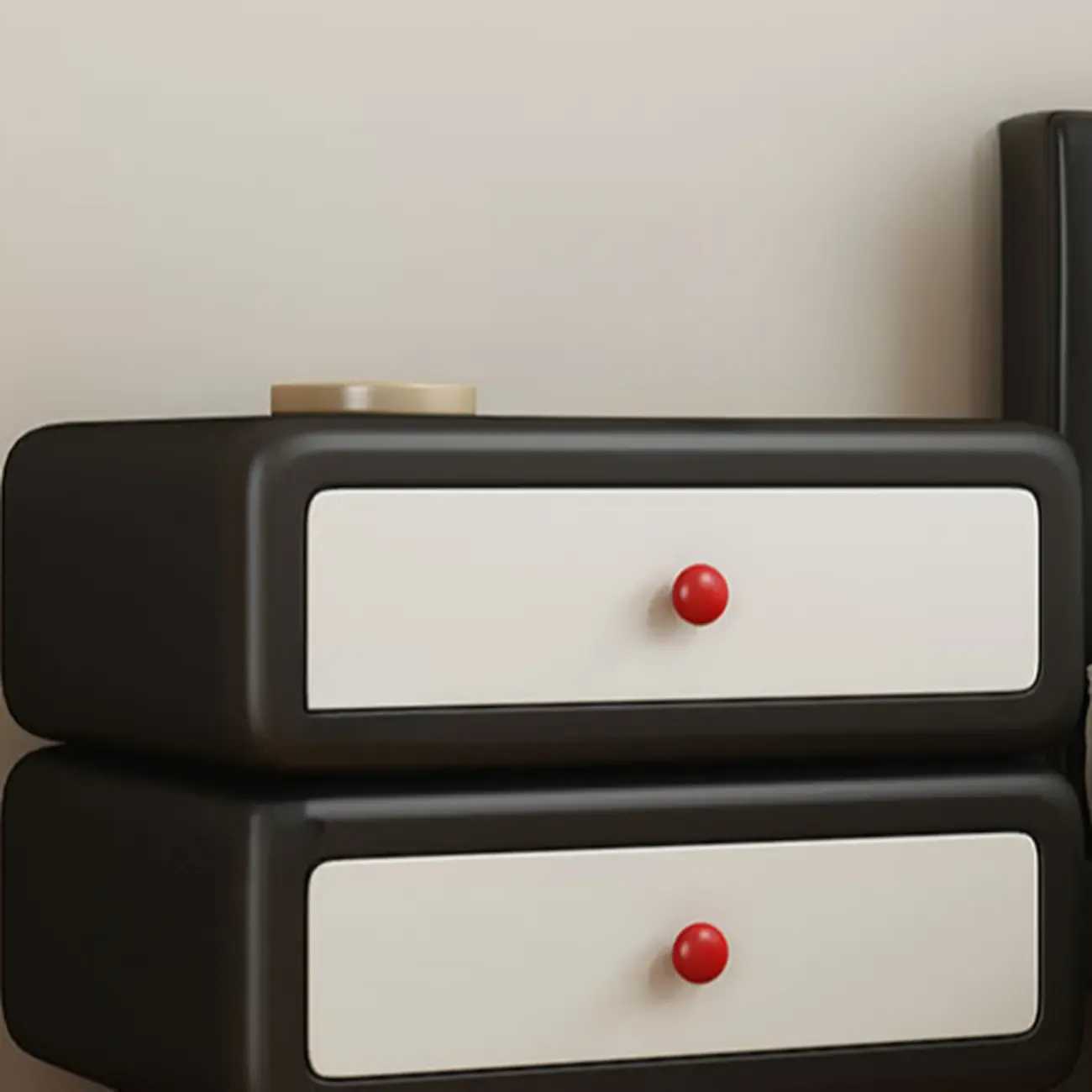 Contemporary Low Sleek Wood 2 Tiers Nightstand Image - 8