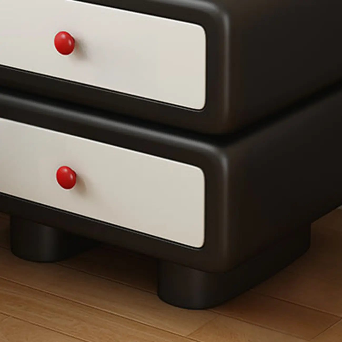 Contemporary Low Sleek Wood 2 Tiers Nightstand Image - 11 | homeyfad