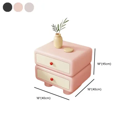 Contemporary Low Sleek Wood 2 Tiers Nightstand Image - 14