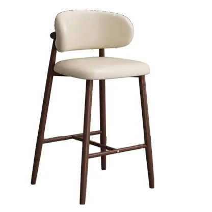 Modern Upholstered Seat Steel Frame Bar Stools with Back Image - 10