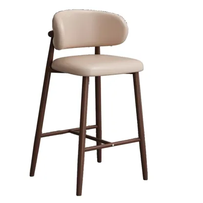 Modern Upholstered Seat Steel Frame Bar Stools with Back Image - 12