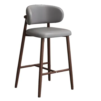 Modern Upholstered Seat Steel Frame Bar Stools with Back Image - 14
