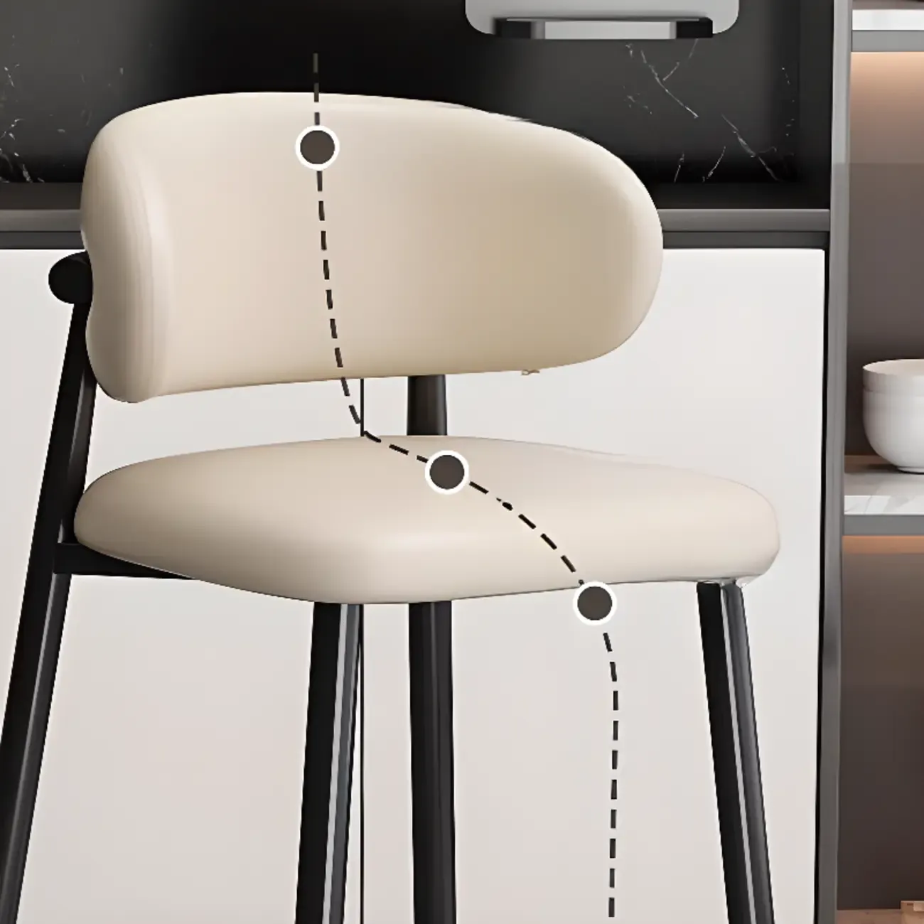 Modern Upholstered Seat Steel Frame Bar Stools with Back Image - 15