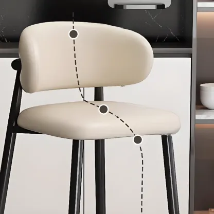 Modern Upholstered Seat Steel Frame Bar Stools with Back Image - 15
