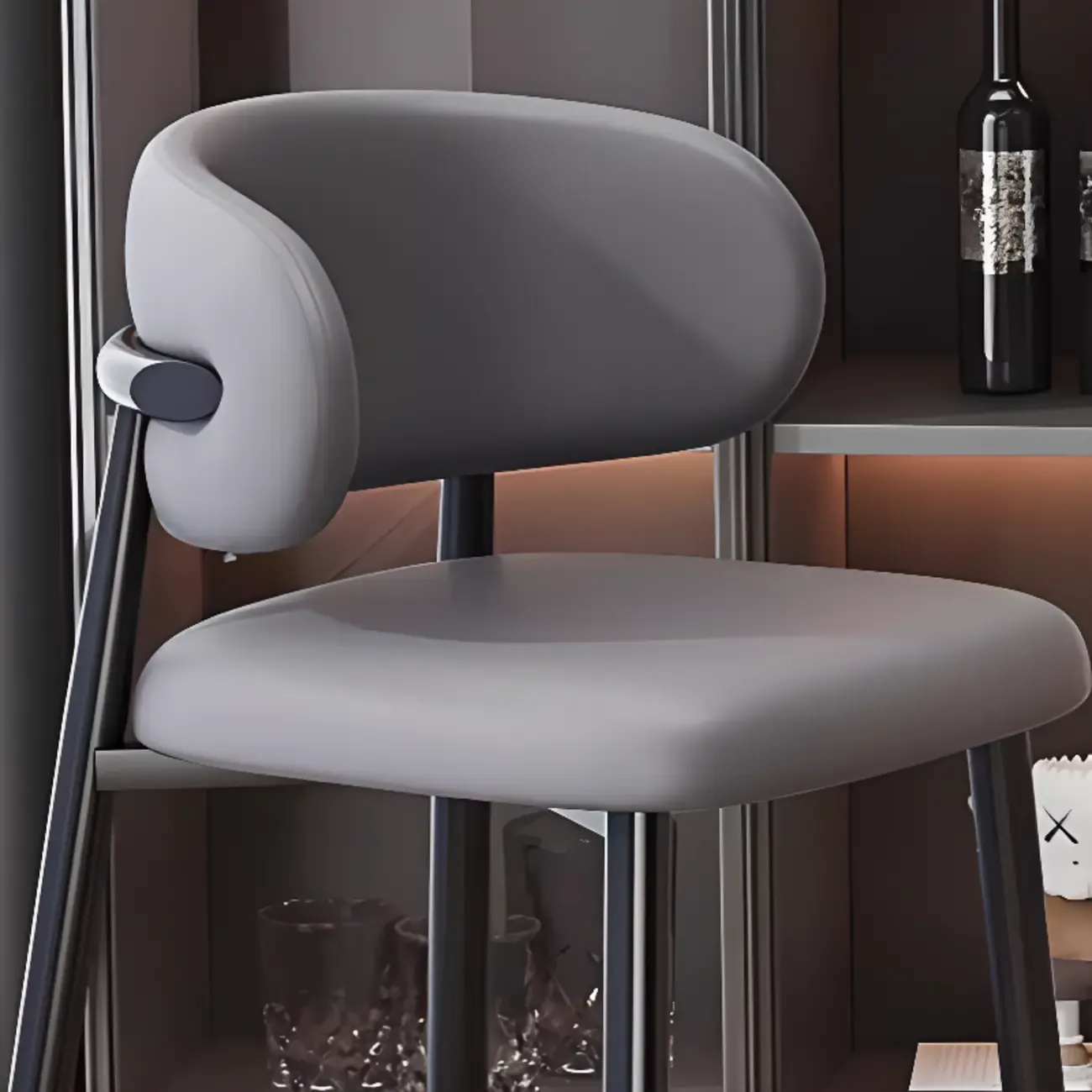 Modern Upholstered Seat Steel Frame Bar Stools with Back Image - 5