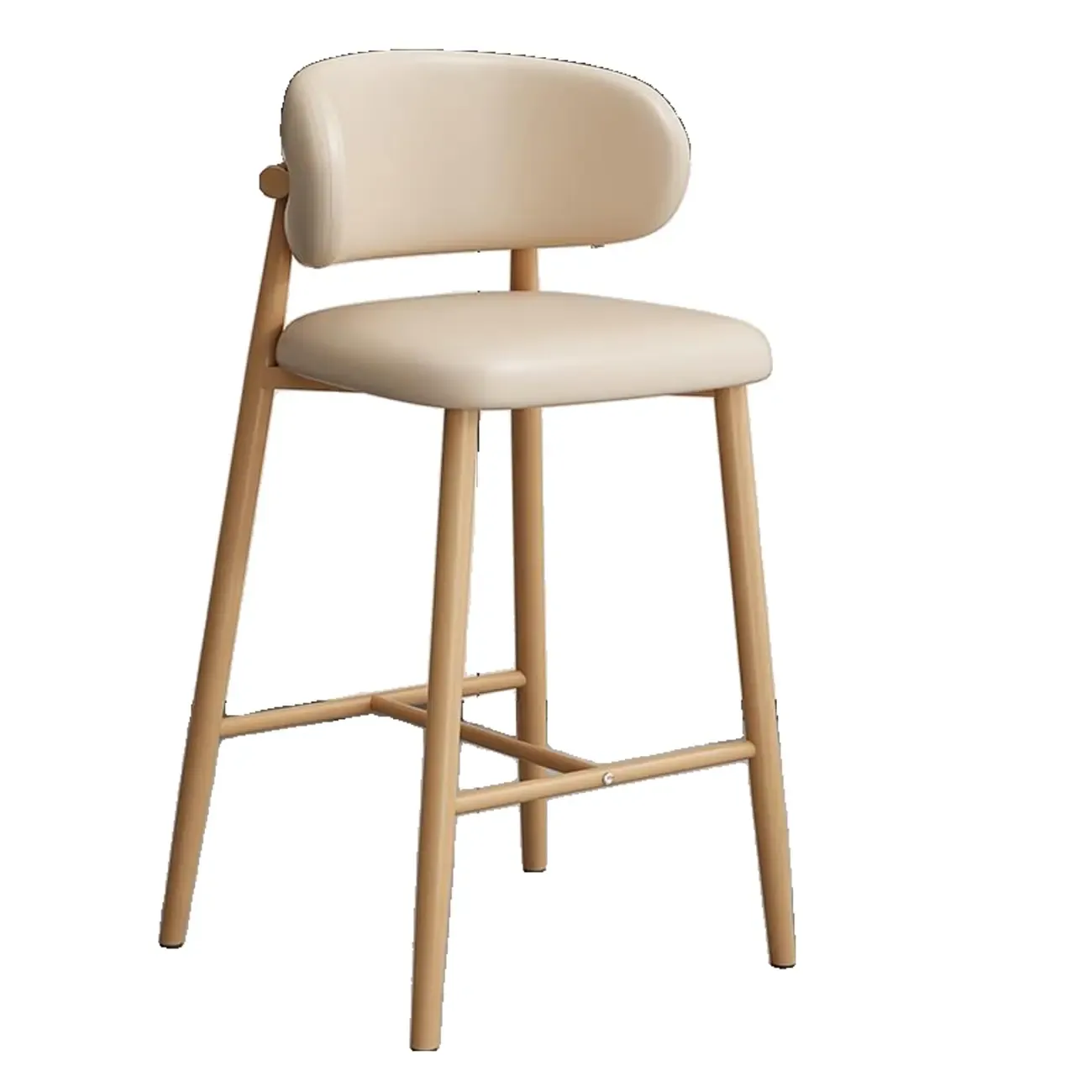 Modern Upholstered Seat Steel Frame Bar Stools with Back Image - 17