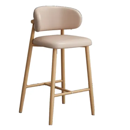 Modern Upholstered Seat Steel Frame Bar Stools with Back Image - 18