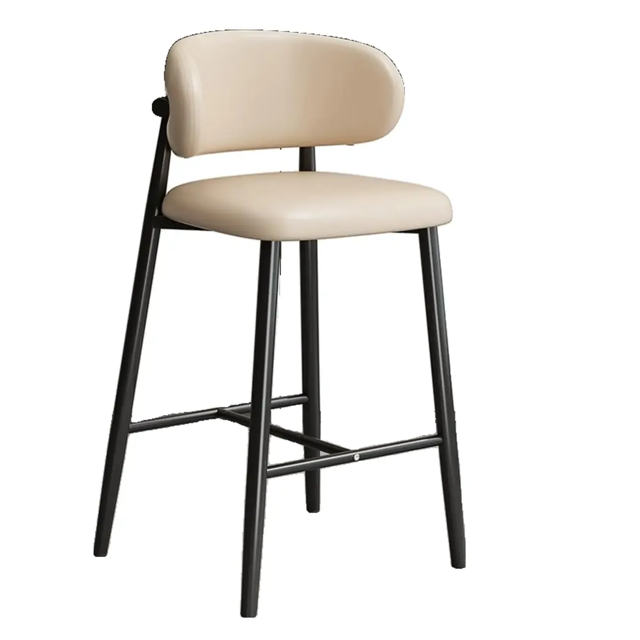 Modern Upholstered Seat Steel Frame Bar Stools with Back Image - 22