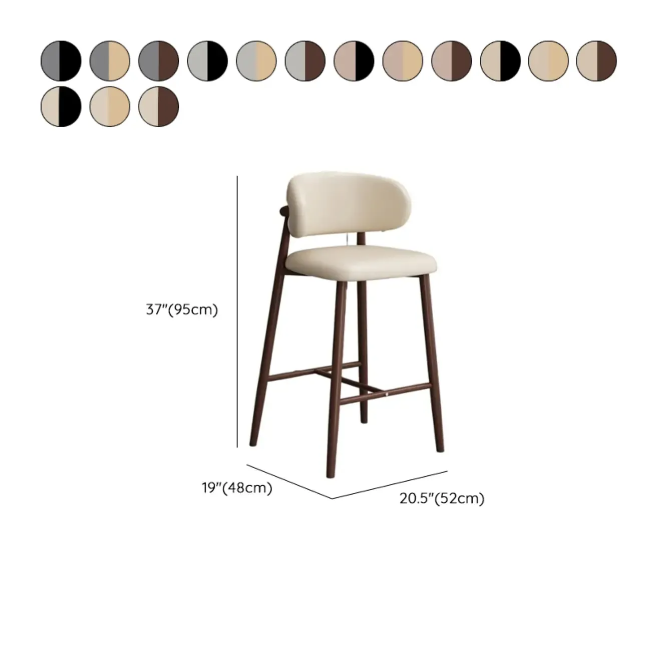 Modern Upholstered Seat Steel Frame Bar Stools with Back Image - 27