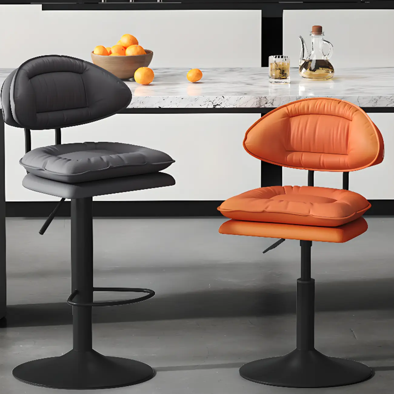 Modern Leather Cushioned Adjustable Swivel Bar Stool Image - 1 | homeyfad