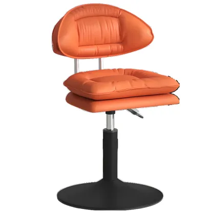 Modern Leather Cushioned Adjustable Swivel Bar Stool Image - 9