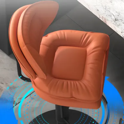 Modern Leather Cushioned Adjustable Swivel Bar Stool Image - 2