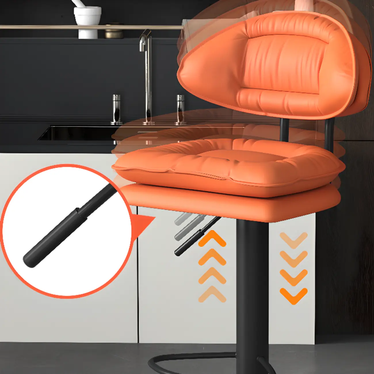 Modern Leather Cushioned Adjustable Swivel Bar Stool Image - 3 | homeyfad