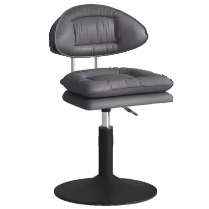 Modern Leather Cushioned Adjustable Swivel Bar Stool Image - 12