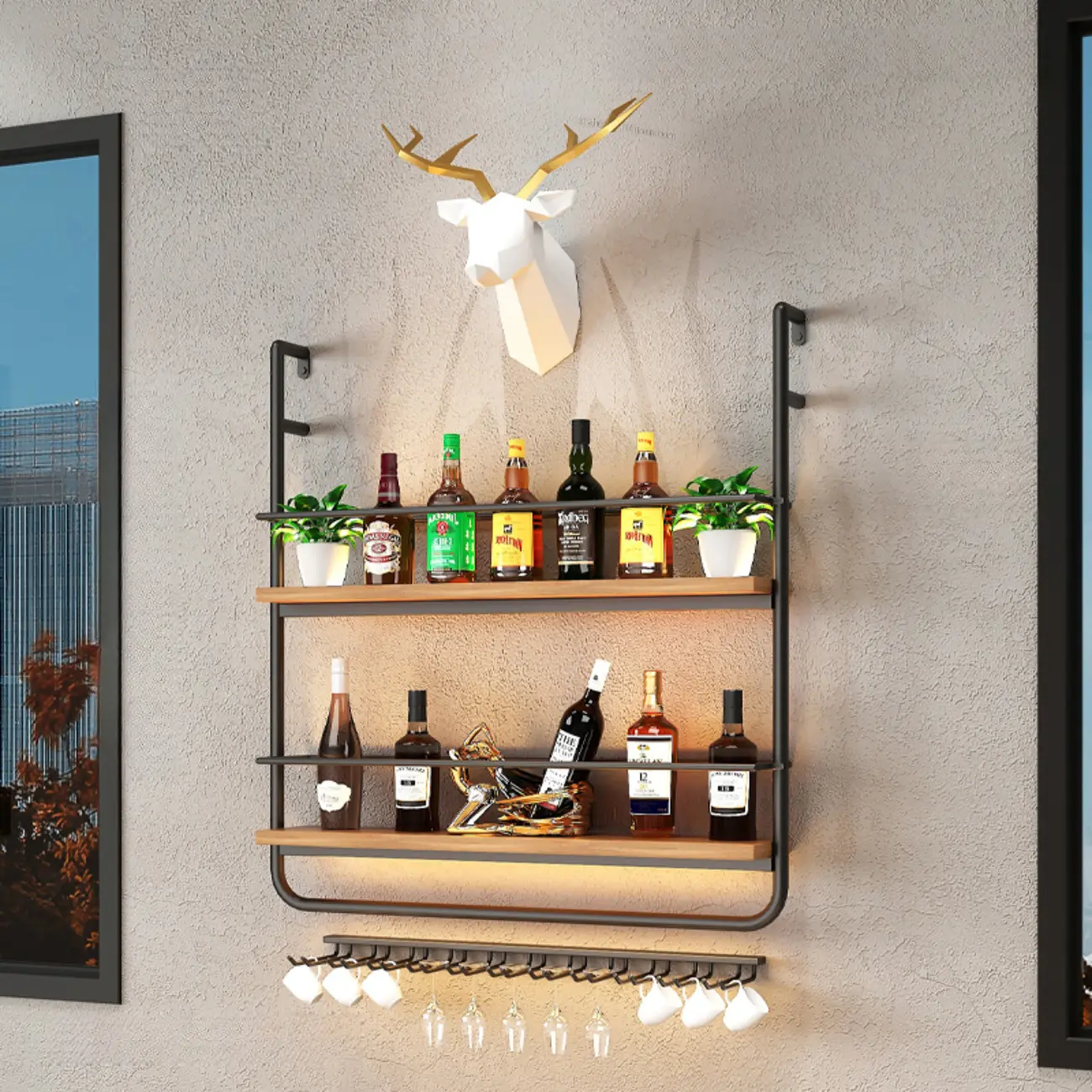 Wine Storage Wrought Iron Wall Mounted Wine Rack Wall Mounted