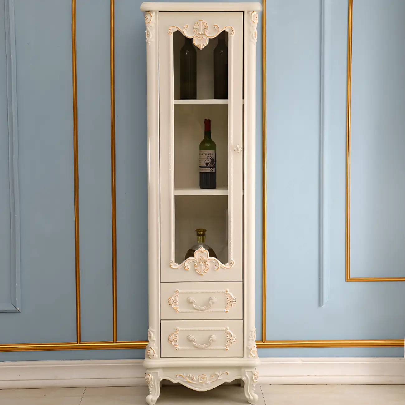 Scandinavian Wooden 2-Drawer Standard Curio Cabinet Image - 1 | homeyfad