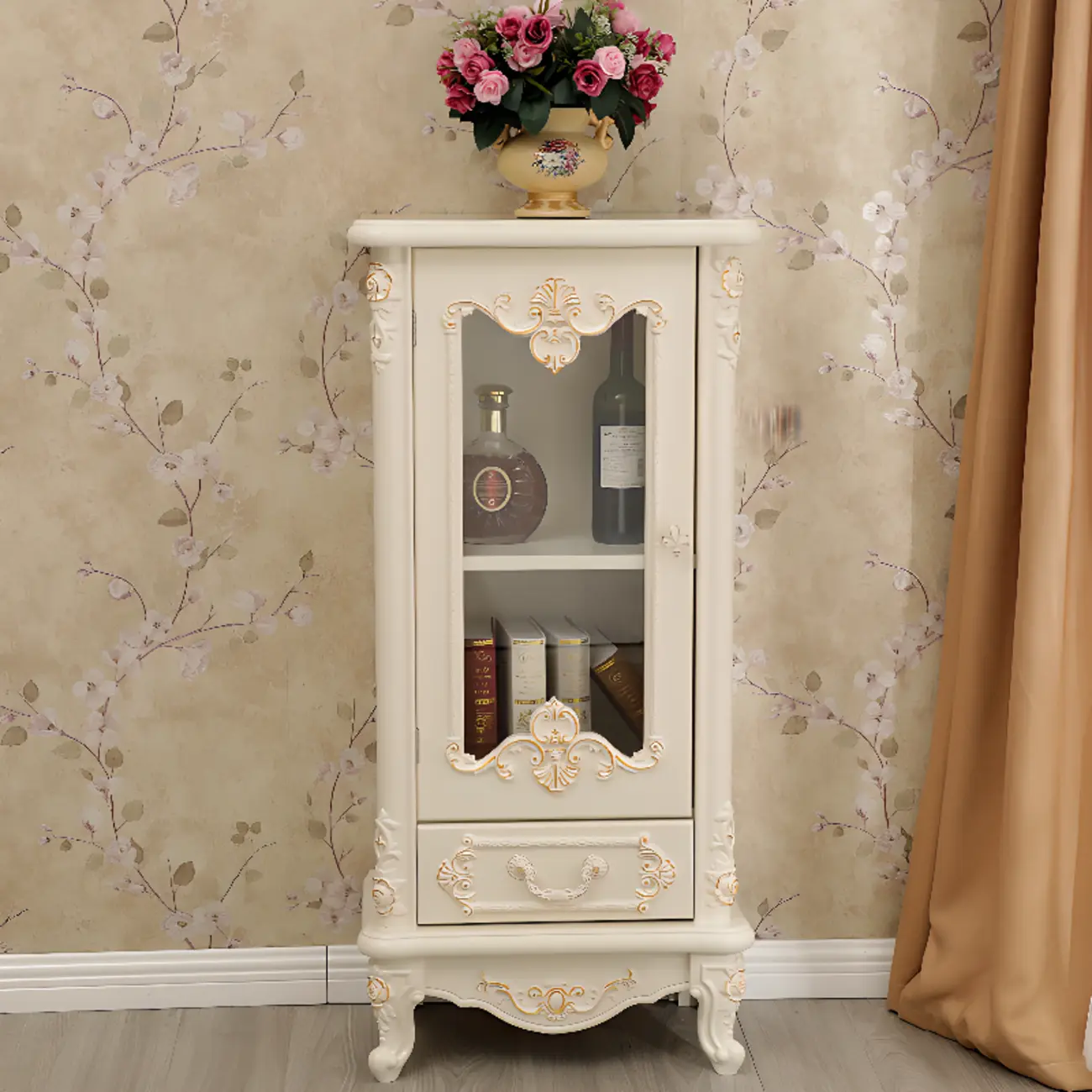 Scandinavian Wooden 2-Drawer Standard Curio Cabinet Image - 2 | homeyfad